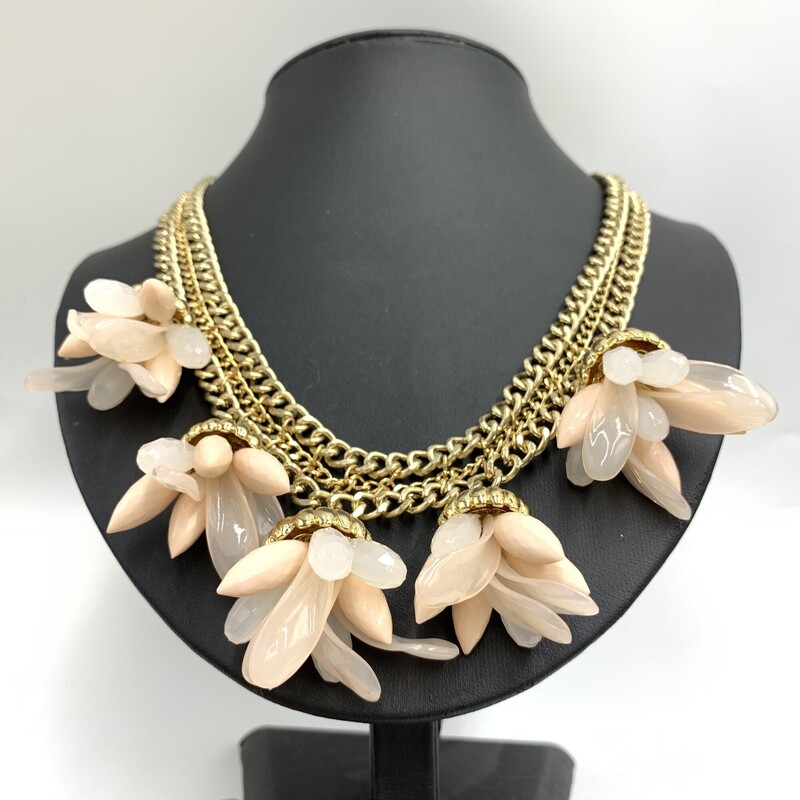 Necklace Flowers, Gold/pin, Size: None
