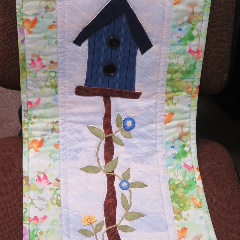 WallQuiltBirdhouseButtons, Multi, Size: 24x11