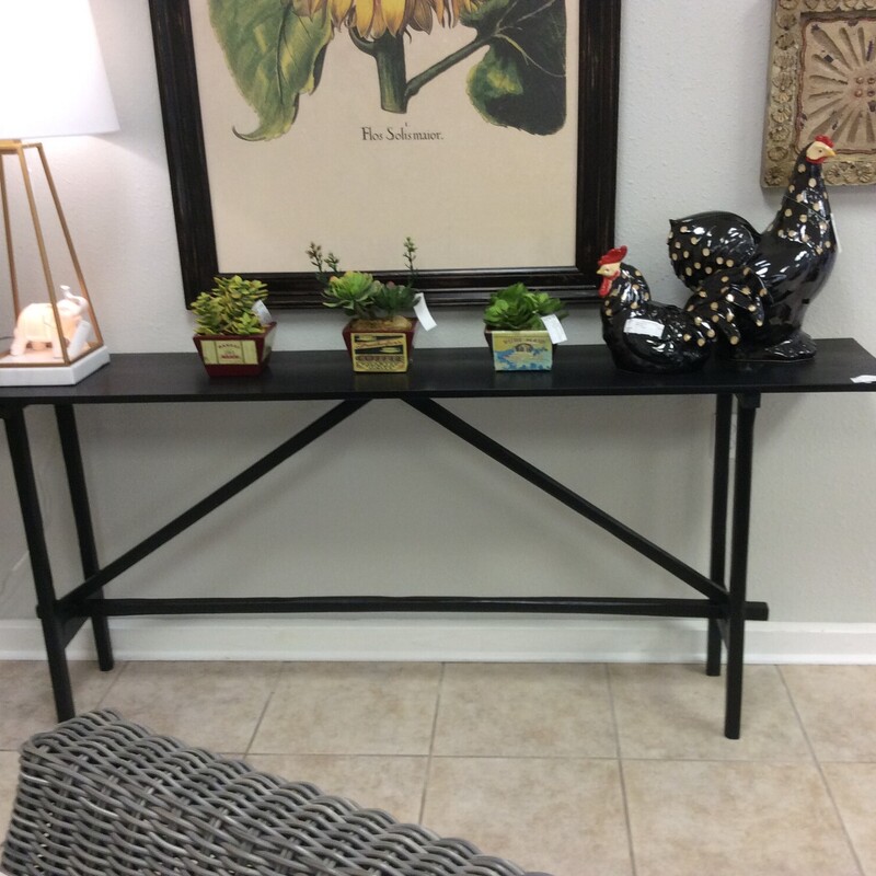 This long thin Country French console table with it's simple lines and black painted finish take it to the next level of design.