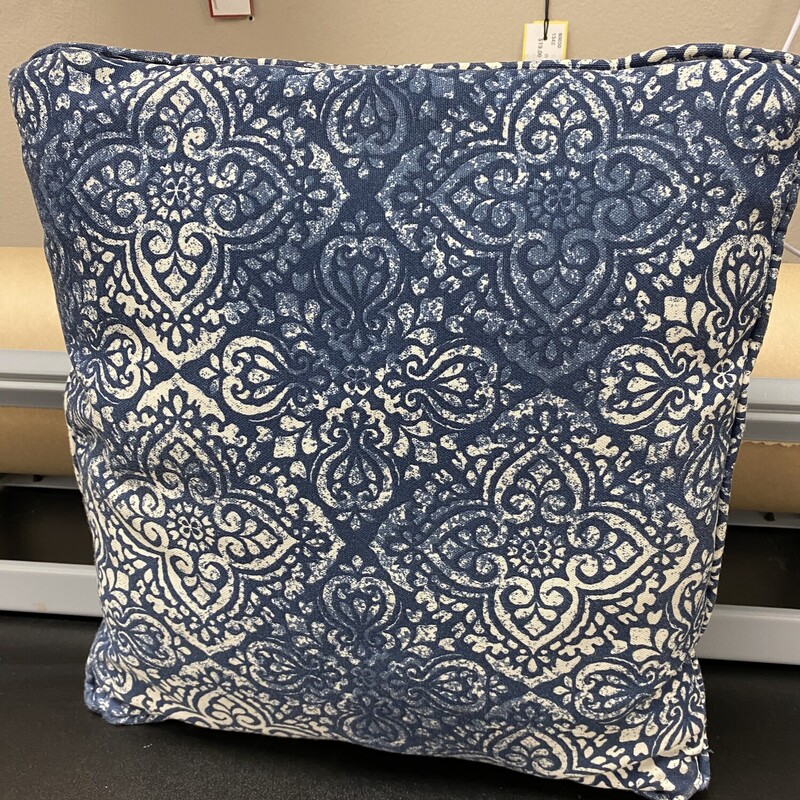 Batik Style Pillow, Navy, Size: 14 Inch