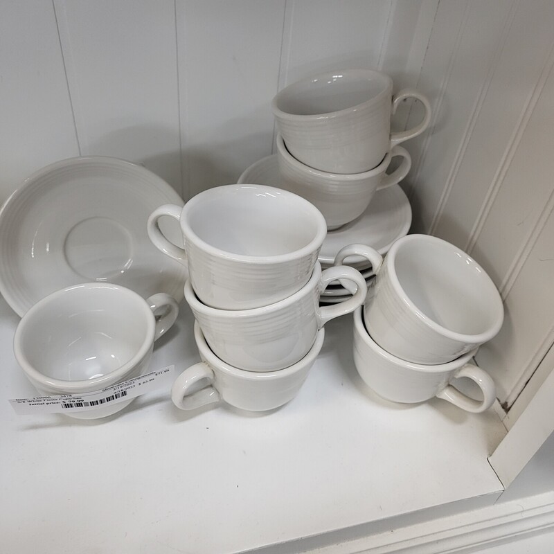 S/8 White Fiesta Cups/Saucers
