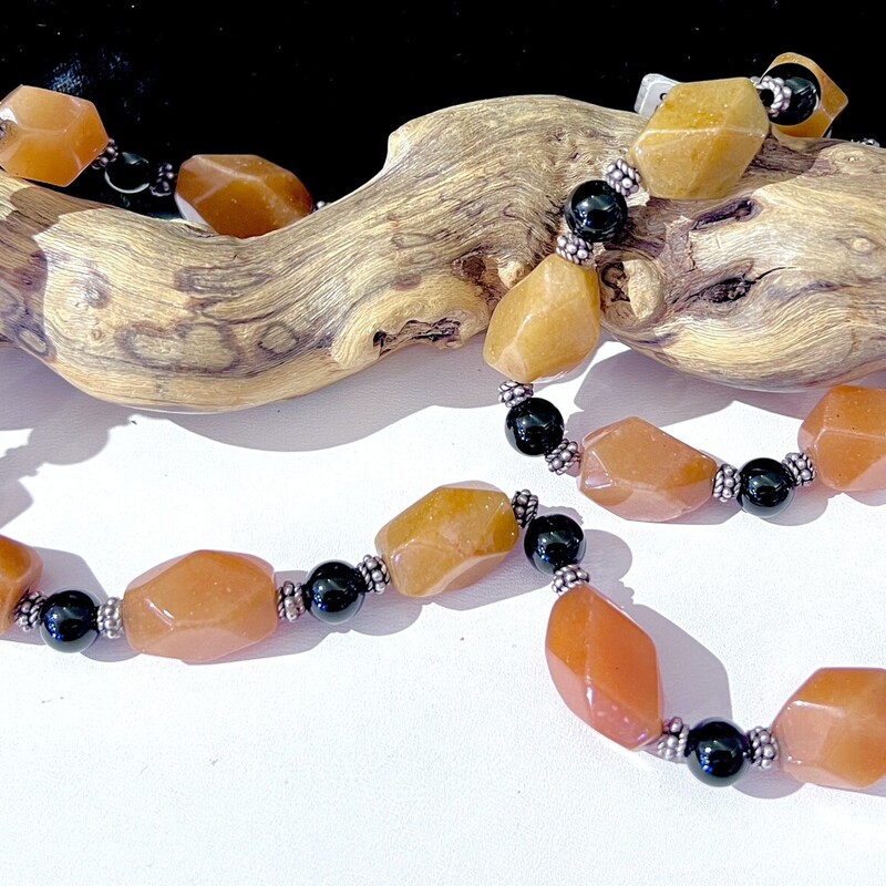 Orange and Black stone necklace