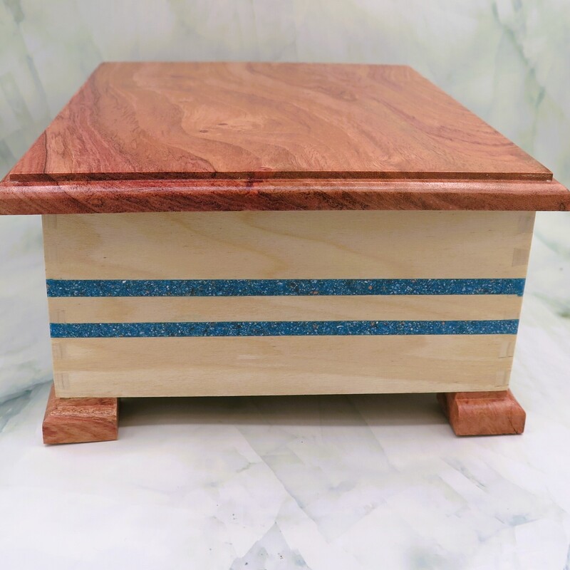 Box Jewelry Turq Inlay, Wood, Size: 7.5x9.5