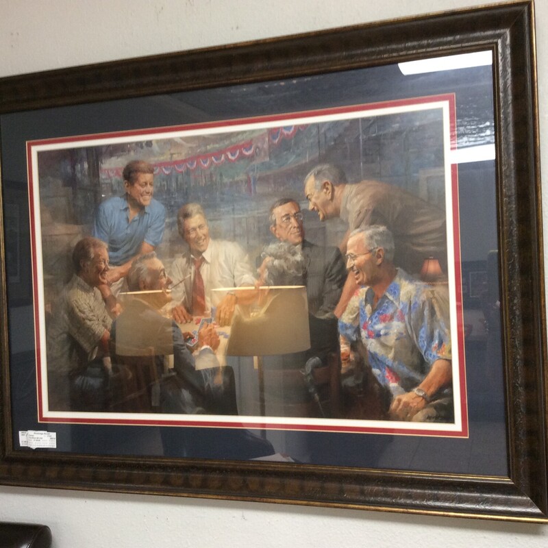 This is a painting of the Democratic Party \"True Blues\". This painting has a nice frame, signed and has the COA.