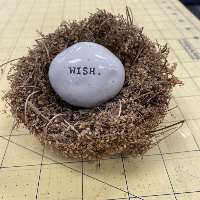 Nest With WISH Egg, Brn/Wht, Size: 4 Inch