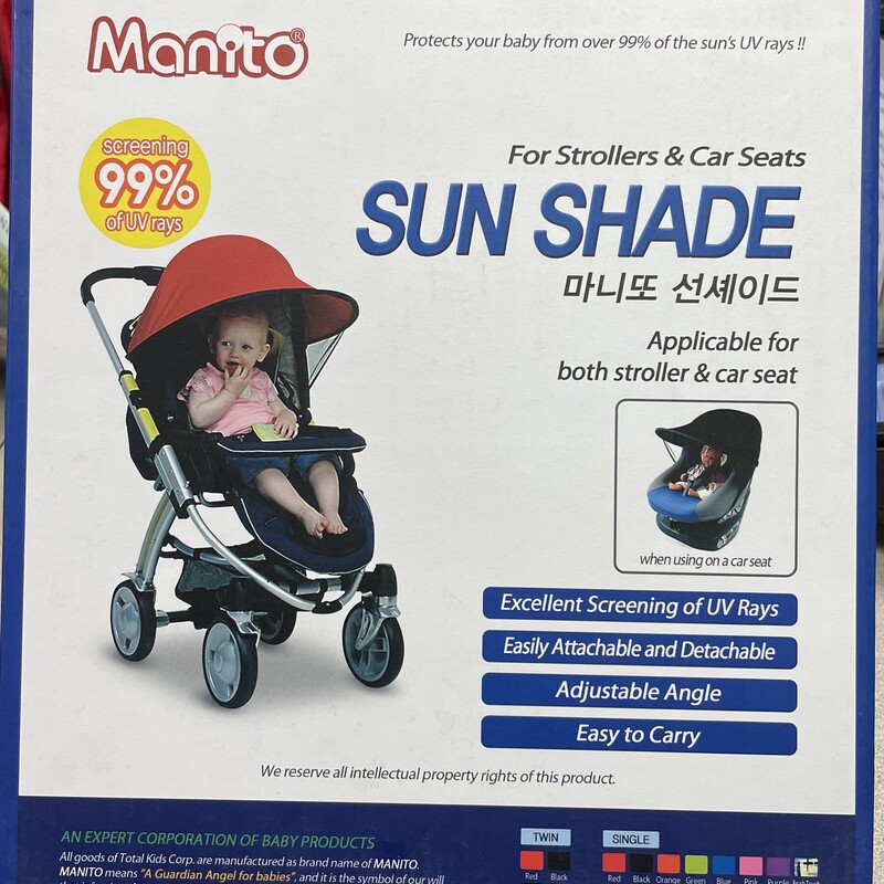 Manito Sun Shade, Purple, Size: NEW<br />
For Strollers And Car Seats