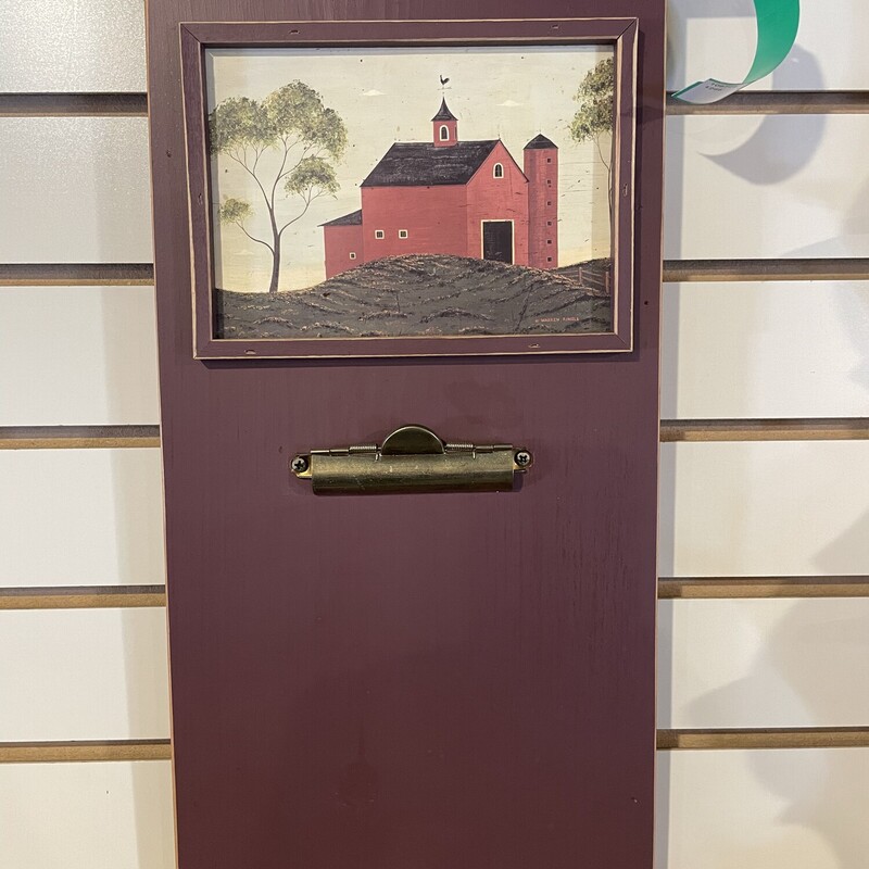 Warren Kimball Clip Board,
 Size: 19 X 11
Barn red clip board with Warren Kimball barn print at the top.  Clip portion is strong and sturdy.