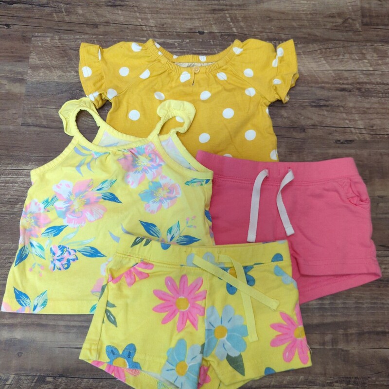 Carters 4pc Outfits Tanks, Yellow, Size: Baby 6m