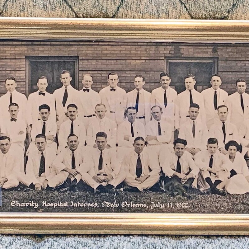 1922 Photo of Charity Hospital Interns, New Orleans
21 x 9.5