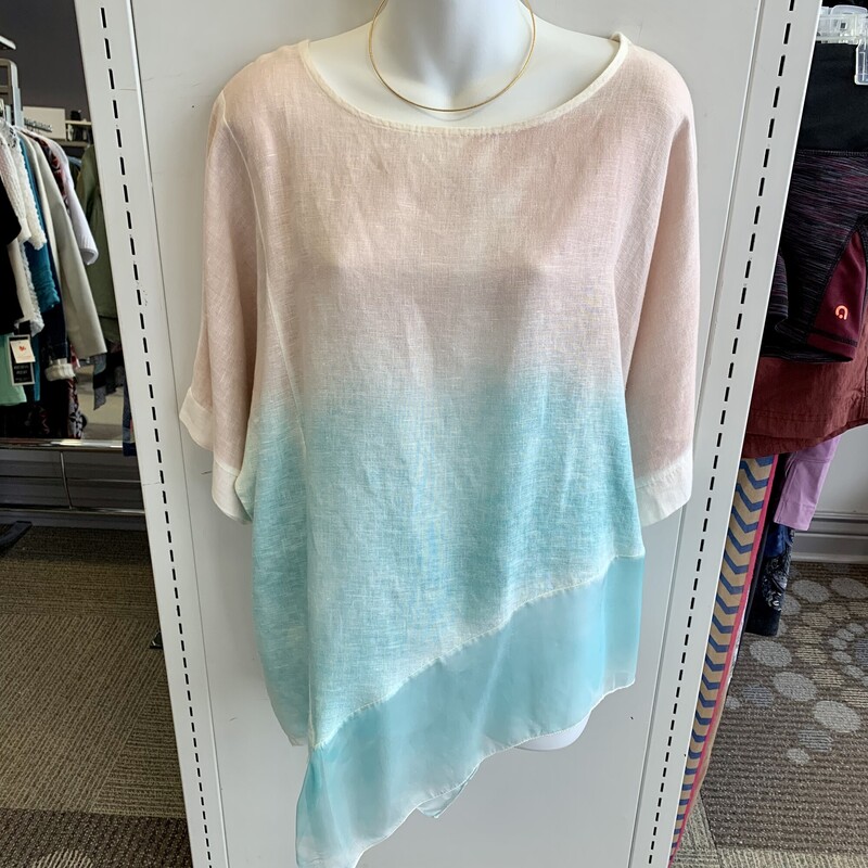 Belle Flance Tunic Top,
Colour: Pink-turqoise pastels,
Size: Small generous cover up