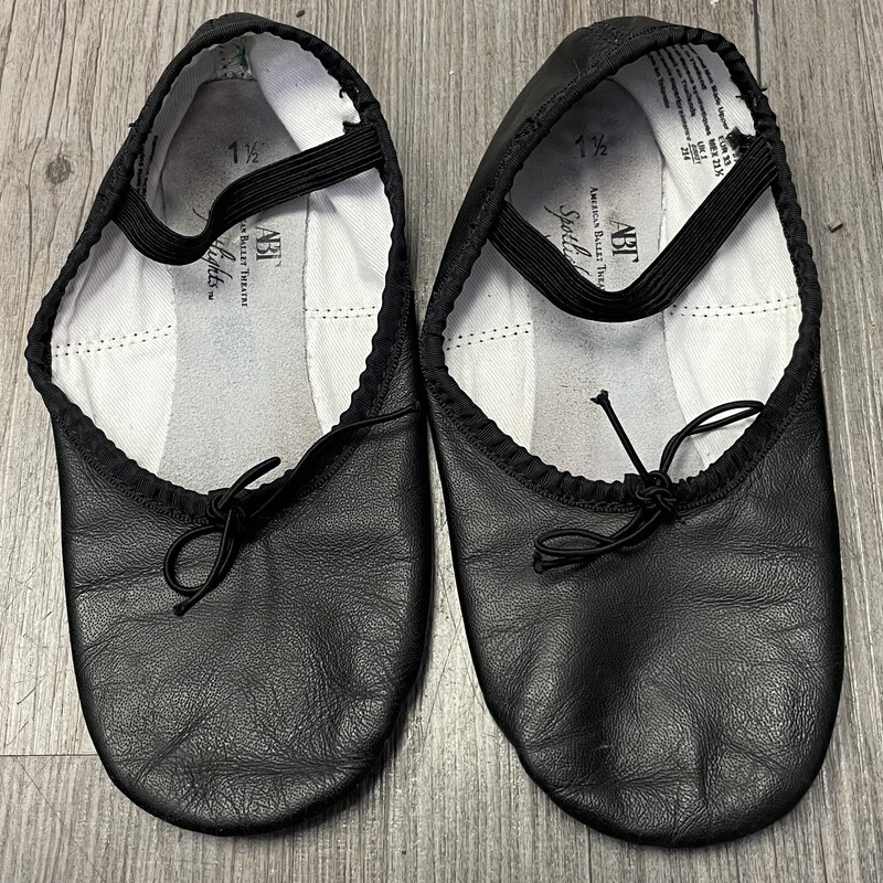 ABT Ballet Shoes, Black, Size: 1.5Y