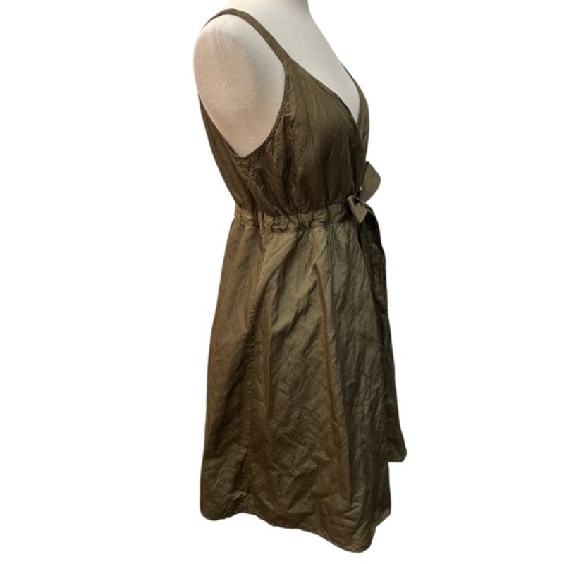 Eileen Fisher Crinkle Metallic Dress<br />
Olive<br />
Size: 10 P