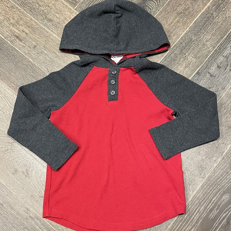 Epic Thread Hooded Shirt, Red/grey, Size: 6Y