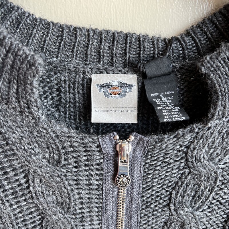 NWT Harley Davidson Zip Up Cardigan, Gray, Size: M