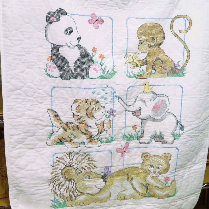 Baby Blanket X-stitch, White, Size: 33x42
