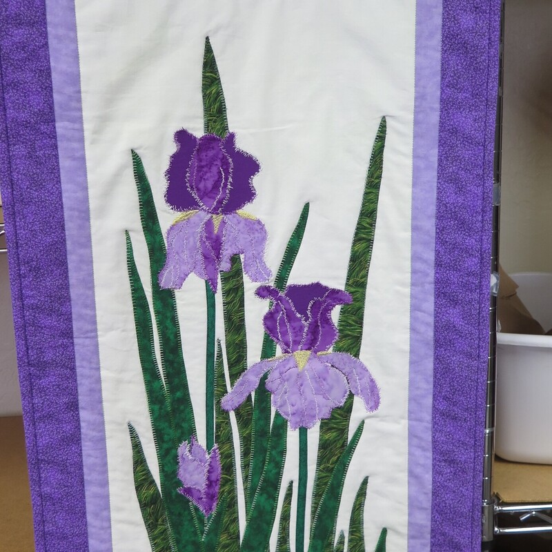 Wallhanging Iris, Purples, Size: 18.5x30