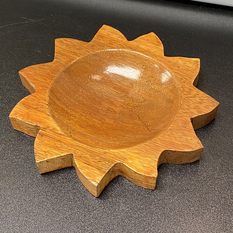 Wood Sun Incense Bowl, Brown, Size: 7 Inch