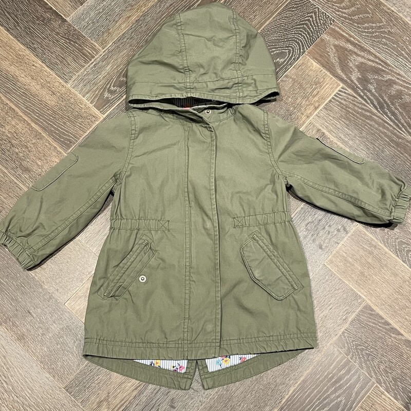Gap Lined Hooded Jacket, Green, Size: 2Y