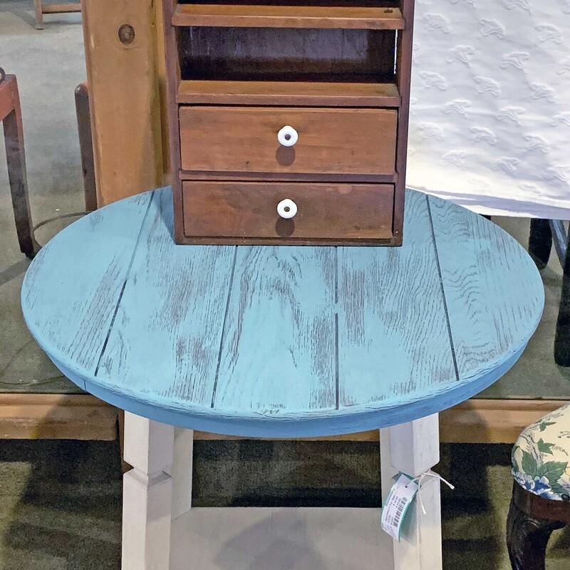 Round Aqua and Ivory Two Tier Side Table
24 In Round x 24 In Tall