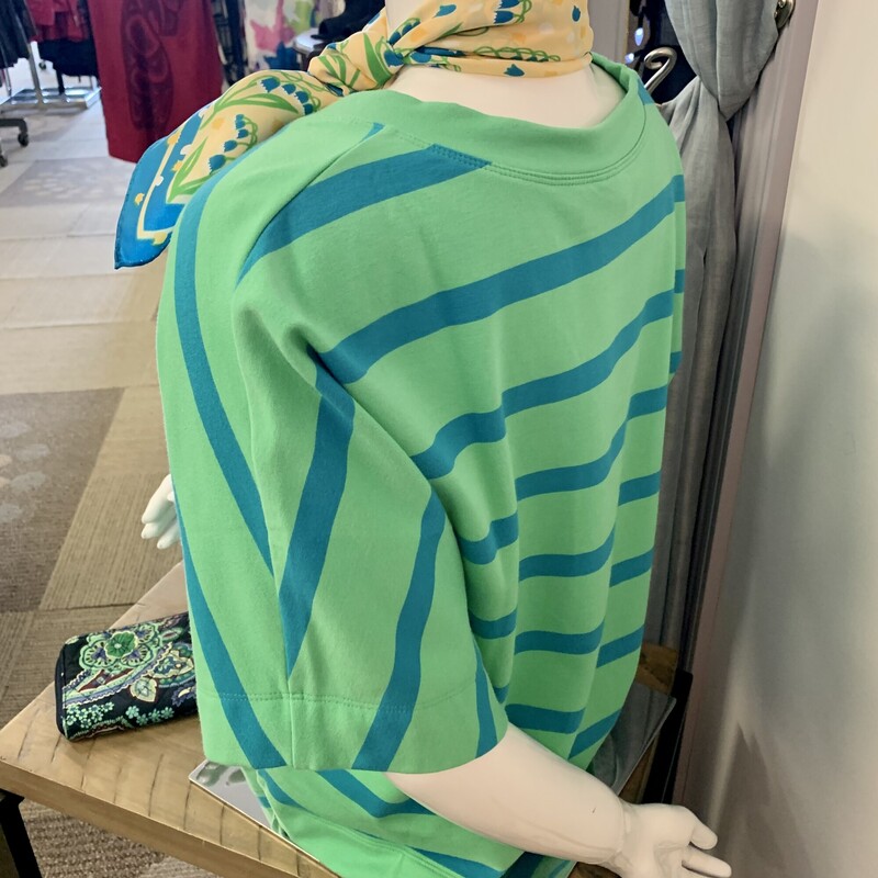 Cabi V-neck Jersey Shirt,<br />
Colour: Base Green with blue and yellow,<br />
Size: XSmall generous