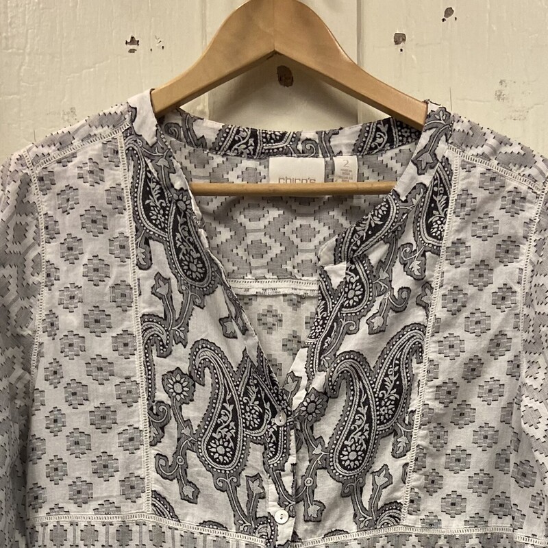 Blk/wht/gry Pat Boho Top
