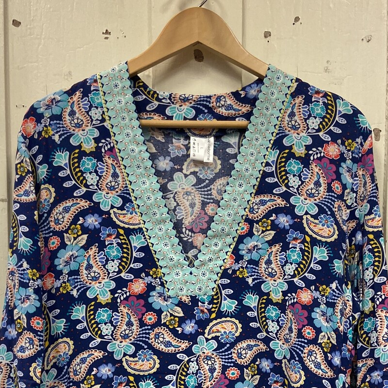 Nvy/trq/pink Floral Tunic