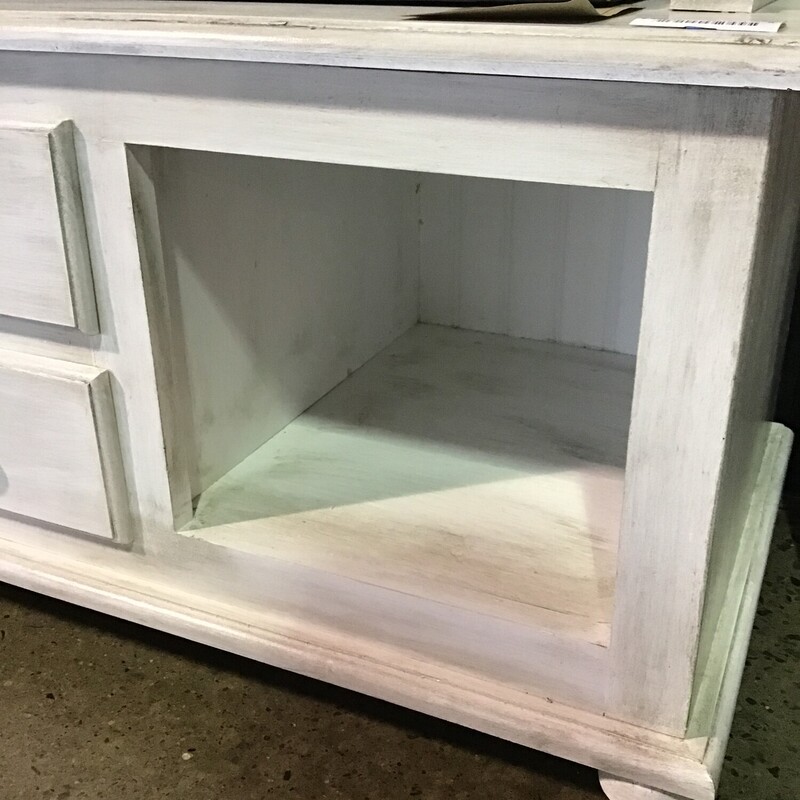 Handmade by Local Artist<br />
Wooden Hall Tree<br />
Driftwood style paint<br />
Two double hooks for coats<br />
Two drawers<br />
Includes two black baskets<br />
<br />
Dimensions: 40x17x71
