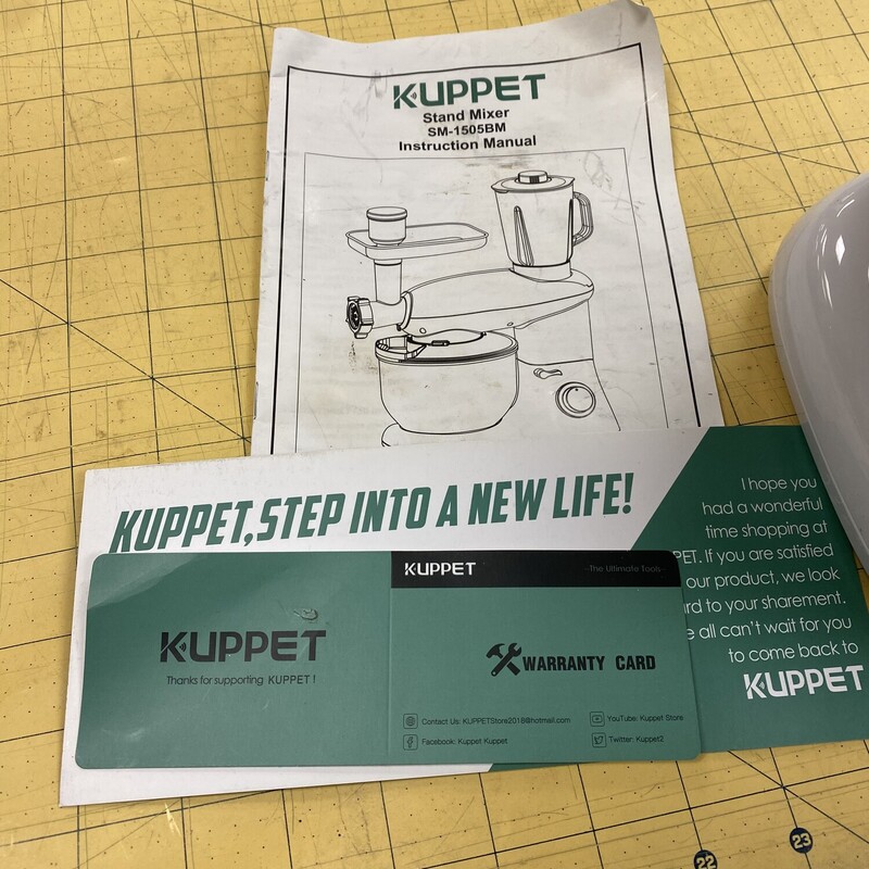 Kuppet Stand Mixer, SM-1505BM w/Attachments, White, Size: 16x8x12