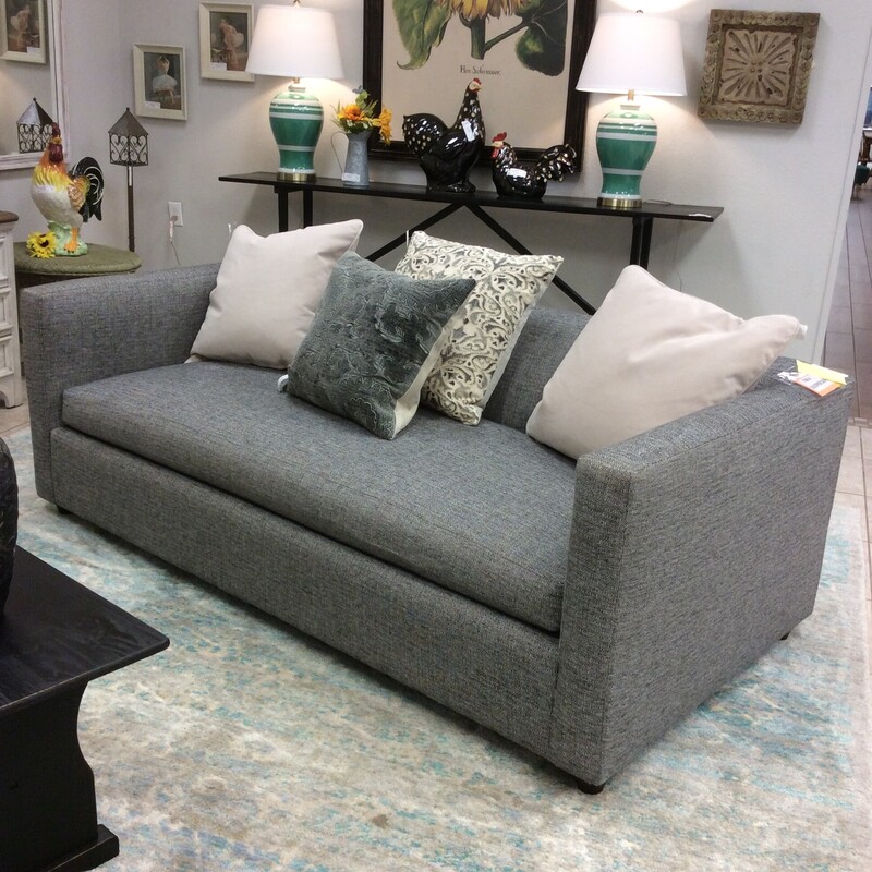 This is a gorgeous sleeper sofa from Crate & Barrel! Contemporary in syle it features cool, clean lines and has been upholstered in a deliscious gray, The sleeper sofa is queen-sized and in near-perfect  condition.