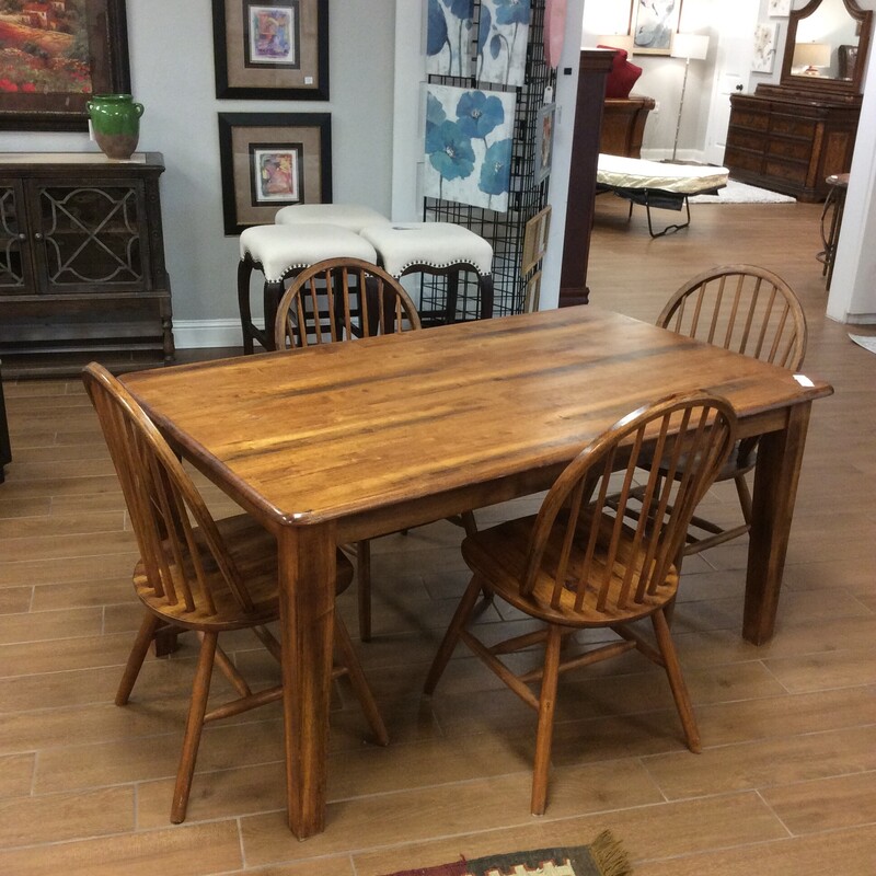 BARGAIN ALERT! This diningroom set would be perfect for a small space. A little rustic in style, the table includes 4 hook chairs.