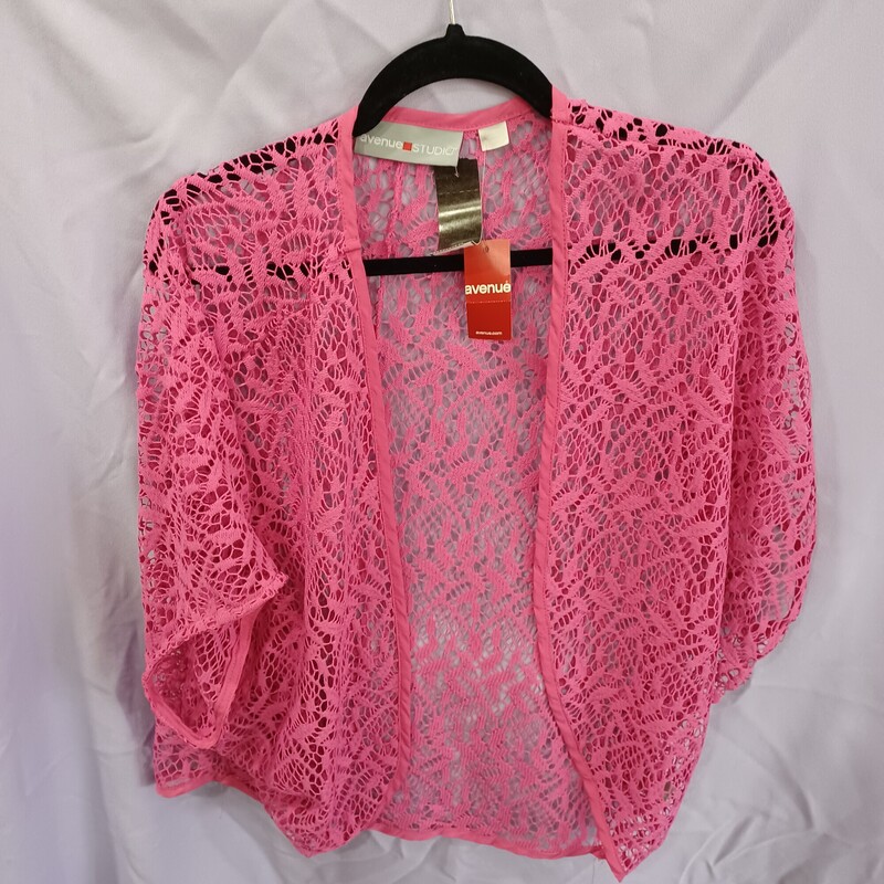 Super cute knit lace shrug in fushia that is brand new with tags and retails for $40