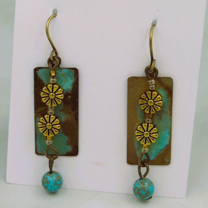 ER Bronze Rect Gold Flowe