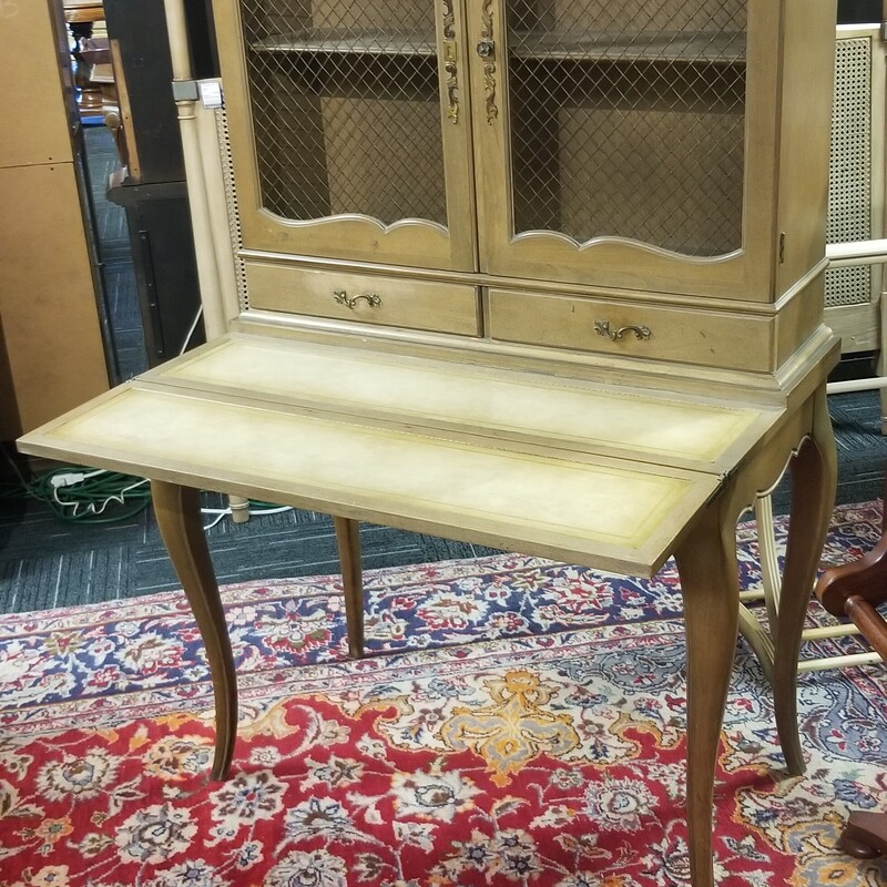 Vintage French writing desk. 36in wide 19in deep 60in high.