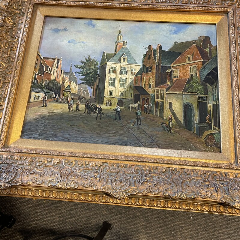 Framed Oil Dutch Scene