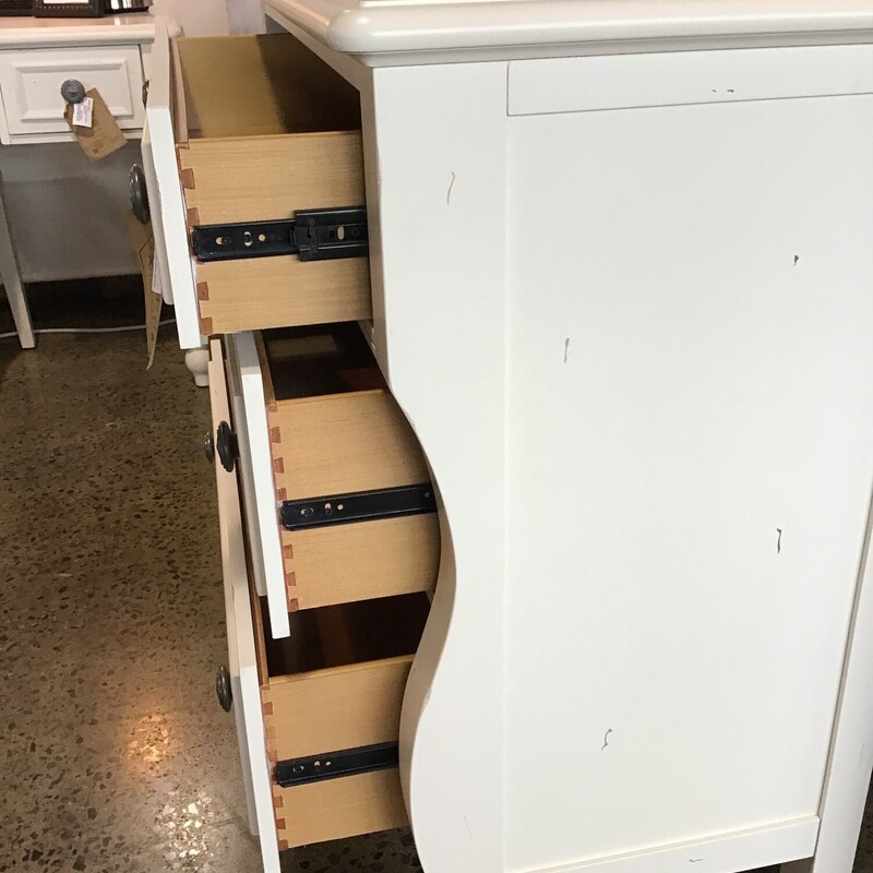 This 3 drawer chest from Legacy Classics is factory-distressed and is finished in a white/ivory paint. It features 3 large drawers. It matches the desk/chair that is also in the store.

Dimensions are 37-1/2 in x 18 in x 35 in