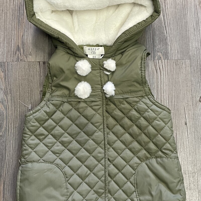 Aspen Hooded Vest, Green, Size: 4Y