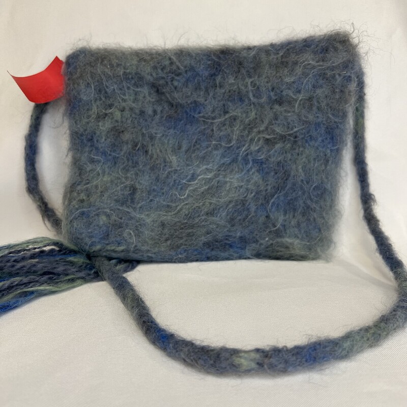 Blue Felted Wool Purse, Blue, Size: None