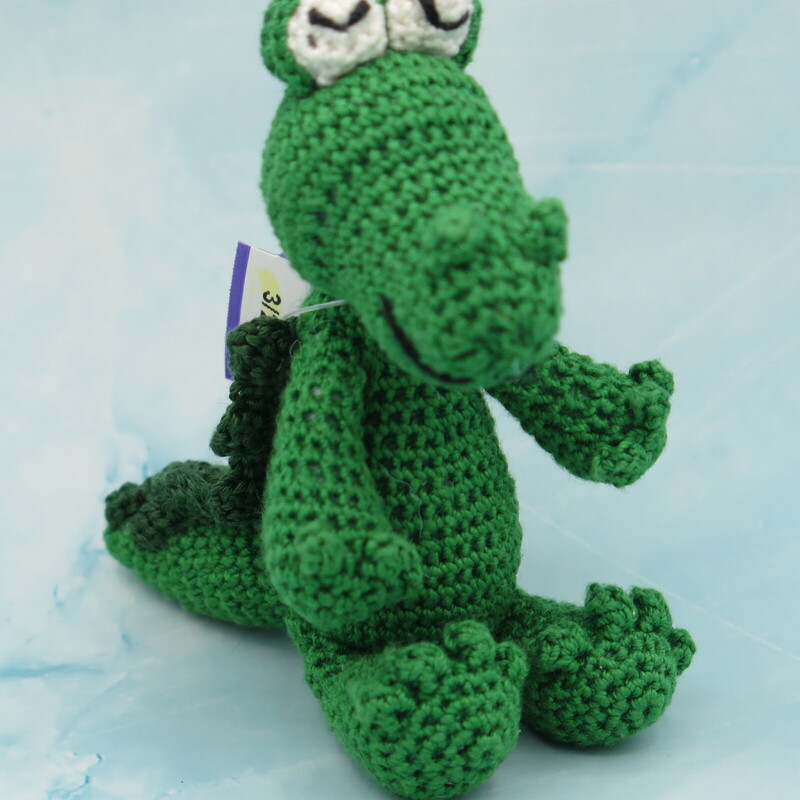 Crochet Charlie Crocodile, Green, Size: 3.75x2