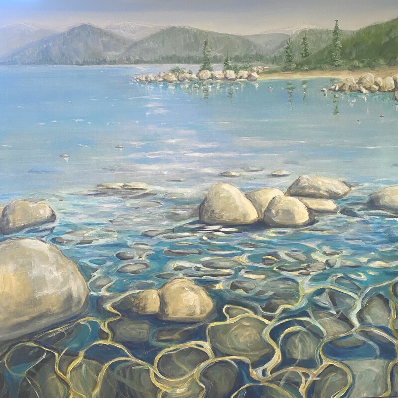 Secret Beach, Lake Tahoe -  Original Oil on Canvas by Kirsten Hagen

Size: 40x40