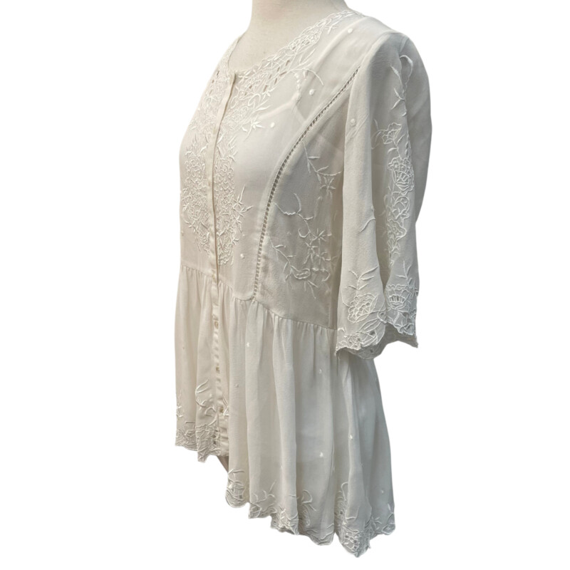 Sundance Silk Embroidered Floral Blouse
Cream
Size: Small