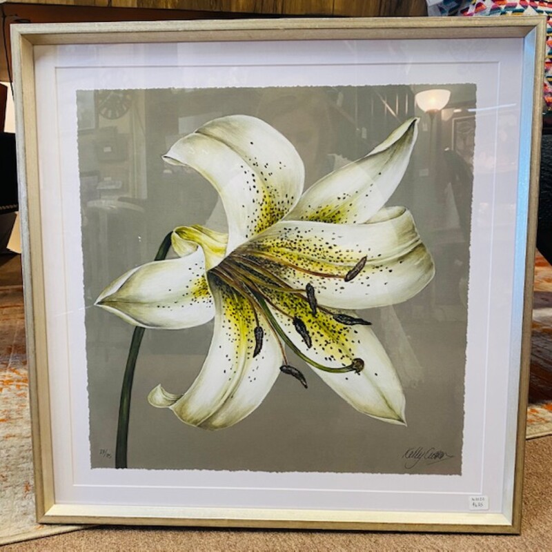 Designer Lily Print
Yellow White Brown in Silver Frame
Size: 23x23
Trowbridge Artist Kelly Cutter
Retail $650
NEW
Matching Print Sold Separately