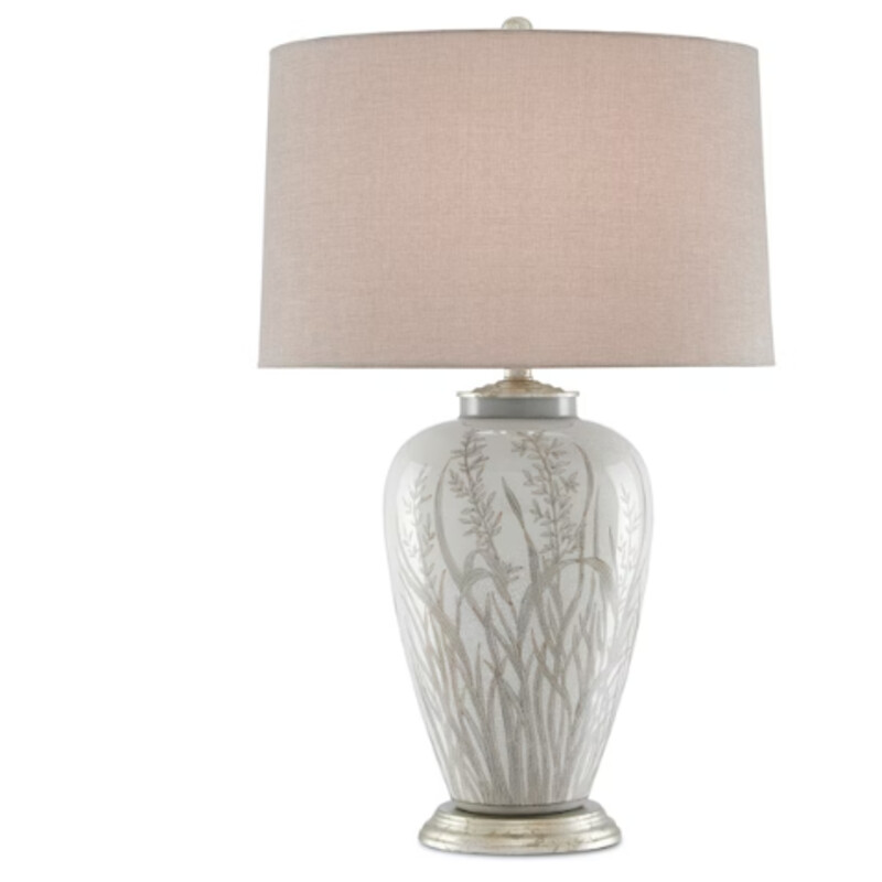 Currey & Co Table Lamp
Creme Tan with Taupe Shade Size: 17 x 30H
Peppergrass Table Lamp is made of taupe ceramic, the surface of the lovely lamp enlivened with hand-painted plant motifs. The base and hardware in a pyrite bronze finish echo the deeper tones on the surface of the body, and a matching metal finial fastens the sesame linen drum shade to the beige lamp.
NEW
Retail $600
