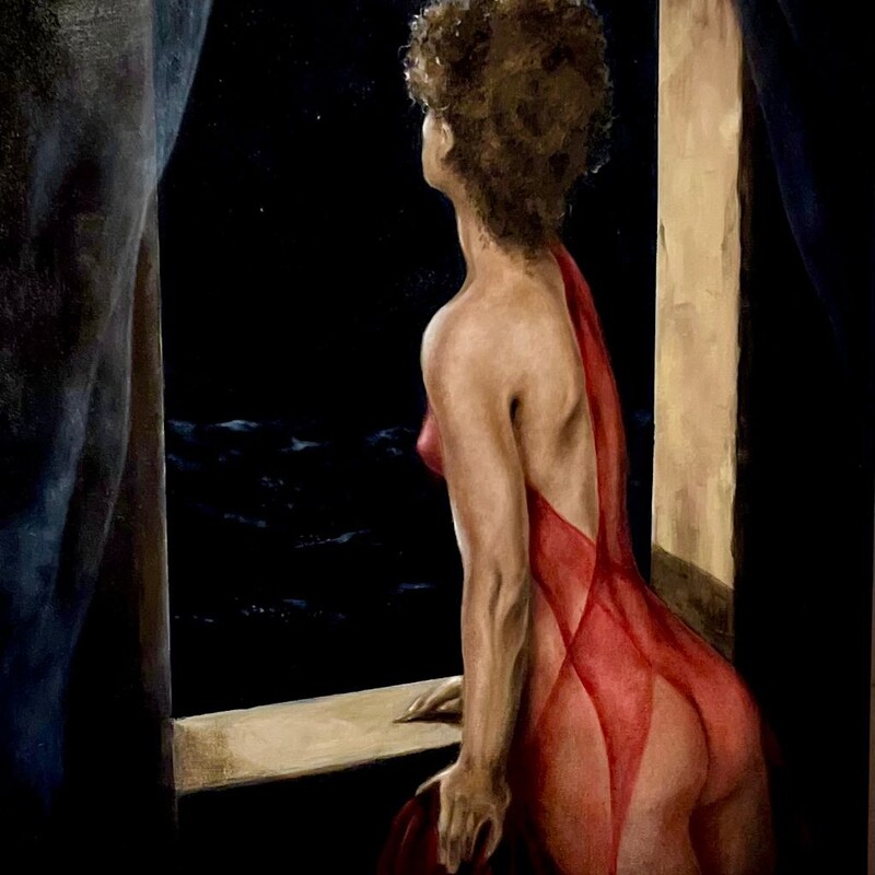 The View
Oil
Michael Barilla
18 in X 24 in
Semi nude woman gazing at the moon.
