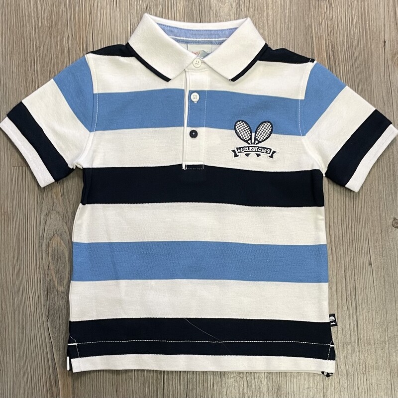 Boboli Collared Shirt-9046, White/Blue/Navy, Size: 4Y
Striped