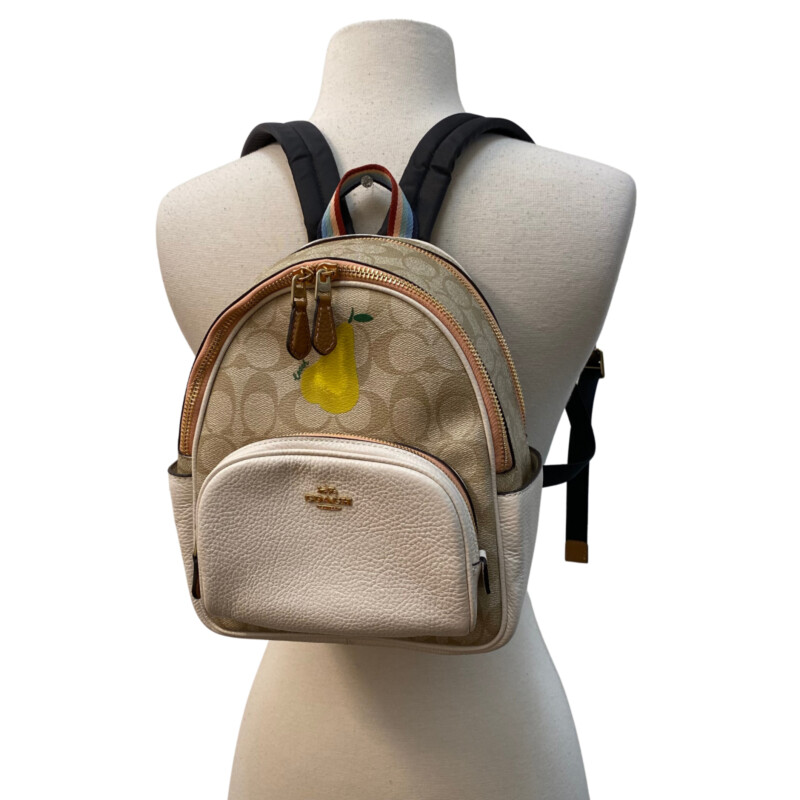 Coach Mini Pear Signature Court Backpack
Coach Mini Court Backpack In Signature Canvas
Color: Gold / Light Khaki Chalk Multi
Signature coated canvas and refined pebble leather
Inside zip and multifunction pockets
Double zip closure, fabric lining
Handle with 1 1/2 drop
Outside zip and open pockets
Adjustable shoulder straps
8 (L) x 9 (H) x 3 1/2 (W)
Style No. C8258