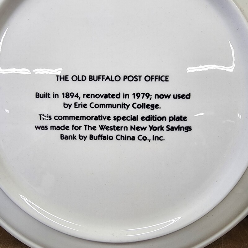 Buffalo Post Office Plate, White, Size: 8 In