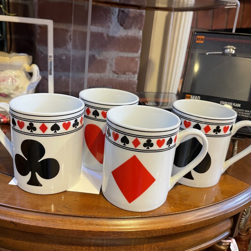 4 Godinger Poker Mugs, None, Size: None