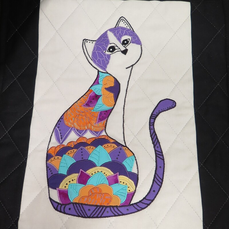 Wallhanging Cat, Purp/Org, Size: 15x19