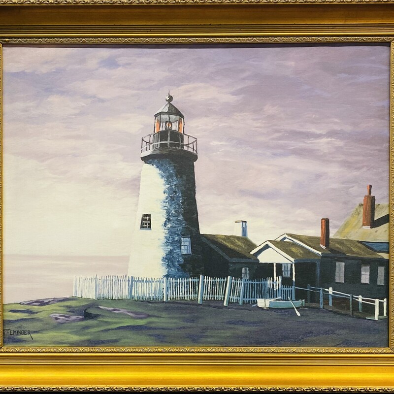 Reminger Sunrise Pemaquid Lighthouse Artwork
Gray White Green
Size: 33 x 28H