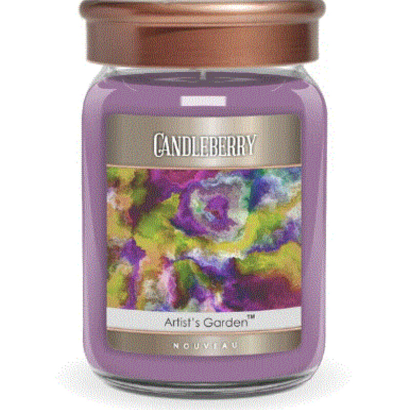 Nouveau Artist's Garden Candleberry Candle
Purple Bronze Size: 26oz/135-155hours
The fragrance is more of a perfume, colorful with fruits and a heart of midnight jasmine.
Scent Notes:
Top: Pomegranate, Pink Berries, Golden Apple
Middle: Morning Glory, Shaved Birch, Vanilla Bean
Base: Oud, Violet, Musk